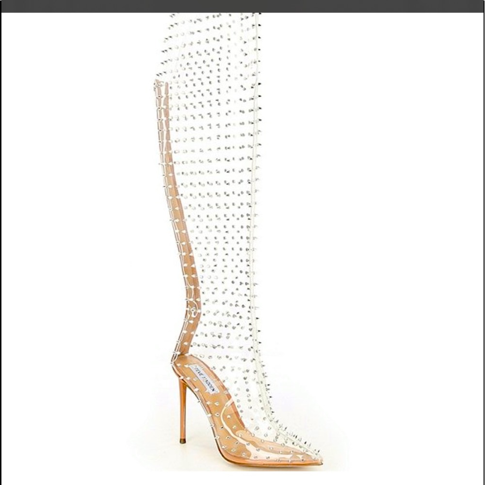 Clear Steve Madden boots with studs